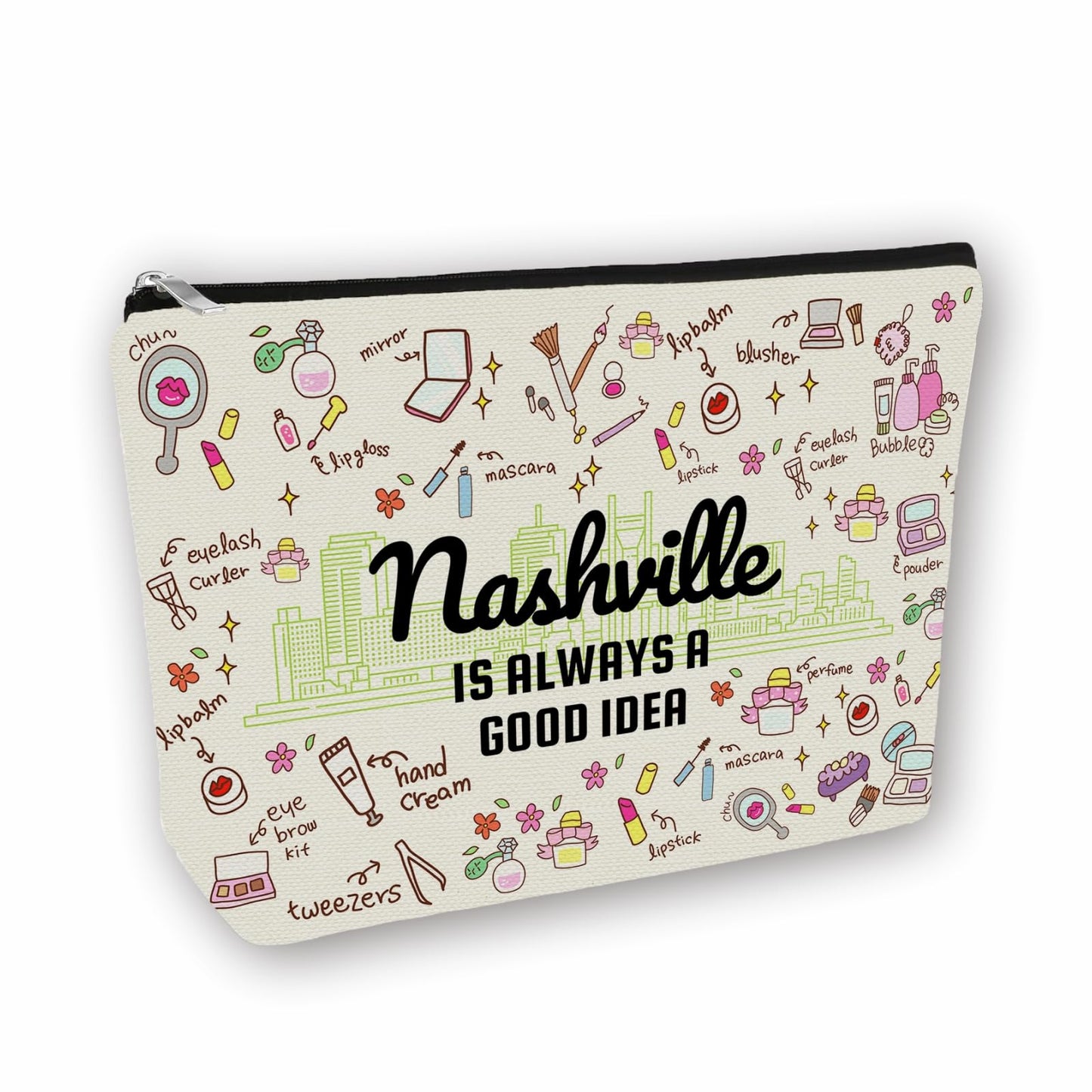 Regalo de viaje inspirado en las niñas: bolsa de maquillaje para adolescentes y mujeres viajeras. Bolsa de cosméticos de regalo ideal para viajes, fiestas, cumpleaños y Navidad, Blanco apagado