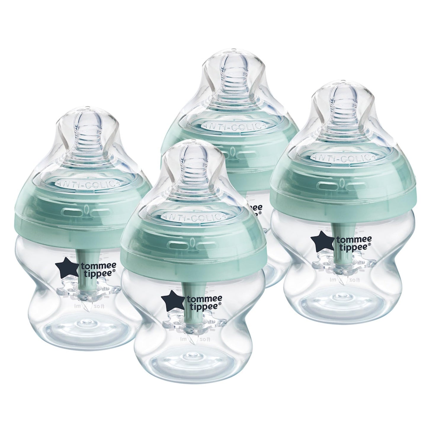 Biberón Anticólicos Tommee Tippee Azul con Tetina de Flujo Lento, Pack de 4