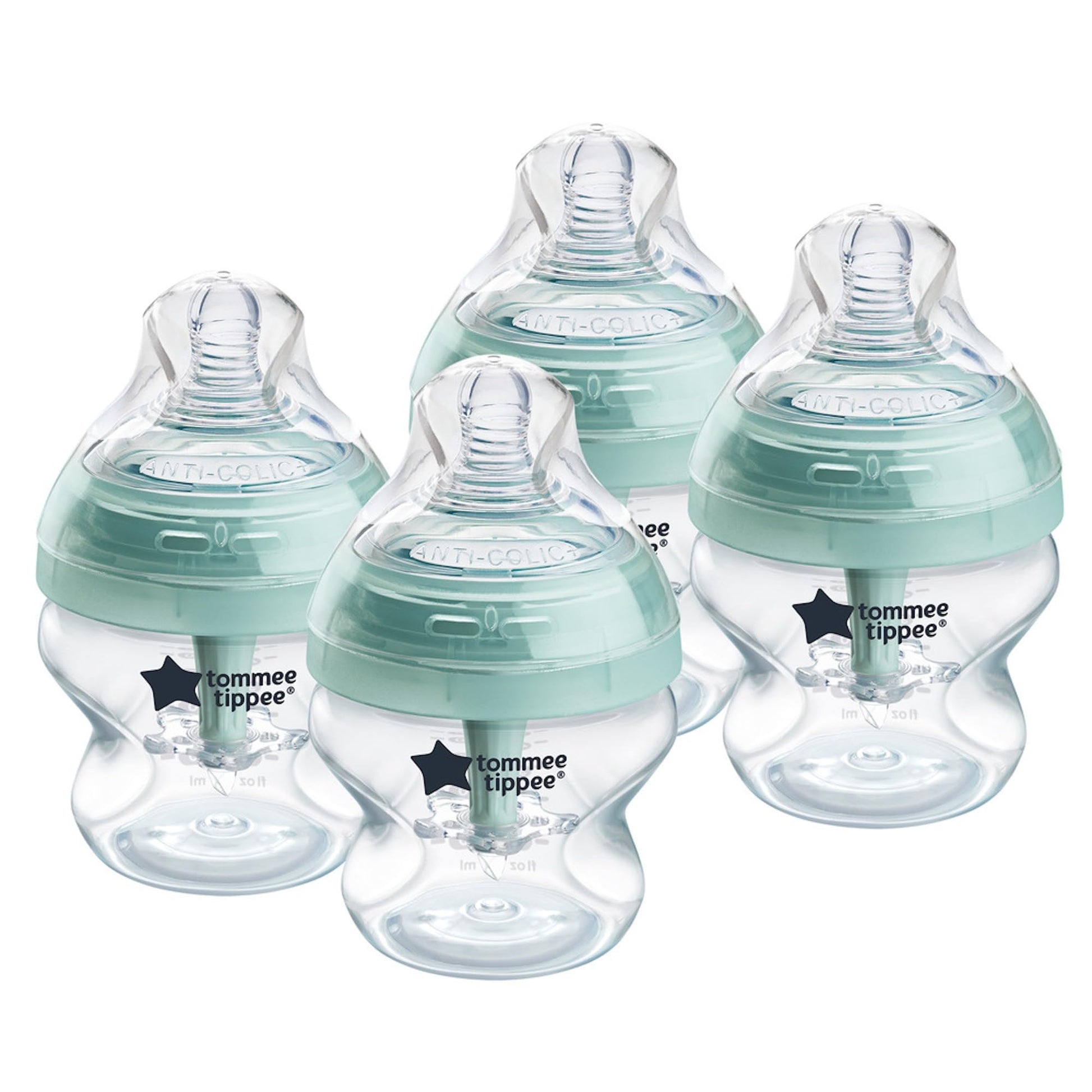 Biberón Anticólicos Tommee Tippee Azul con Tetina de Flujo Lento, Pack de 4
