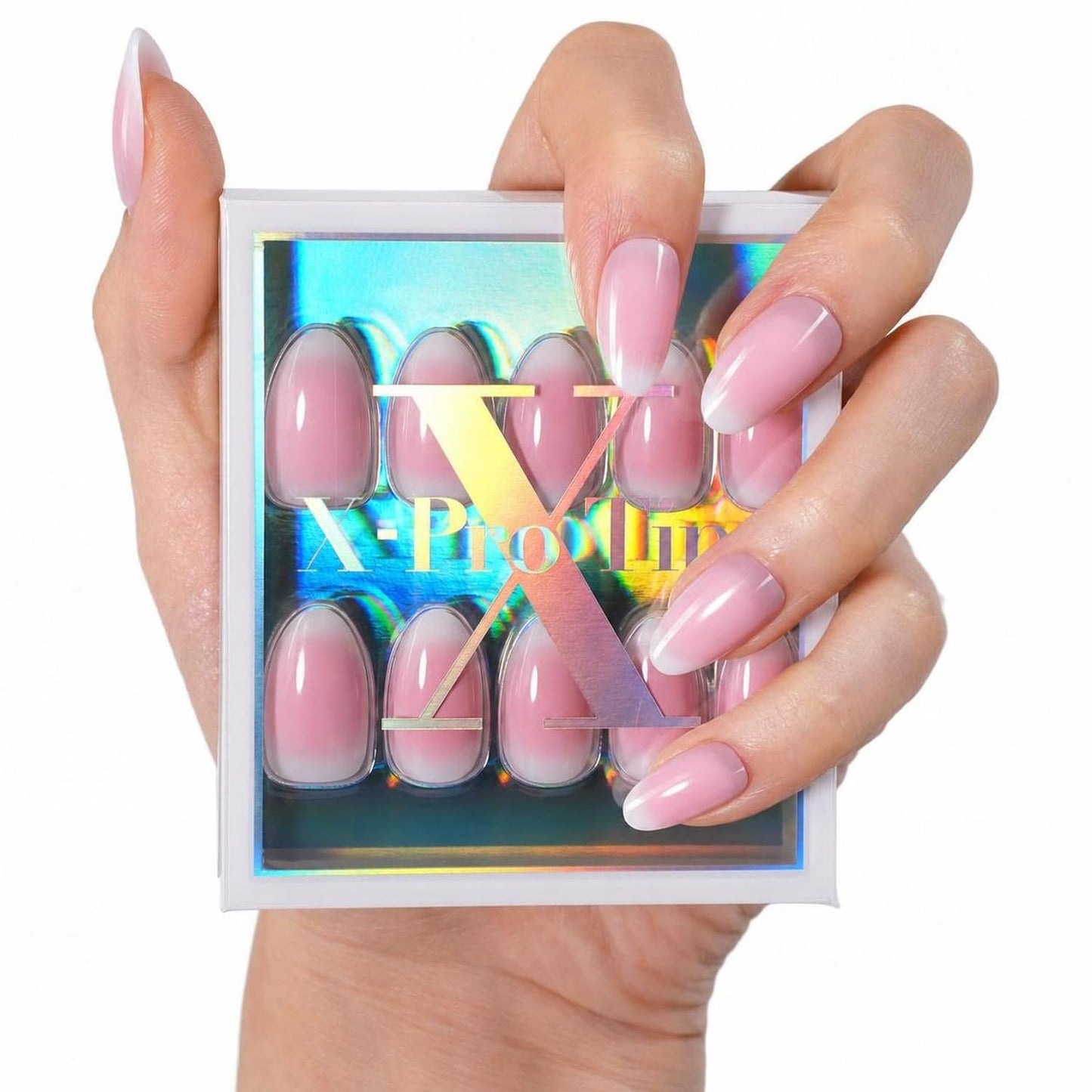 SXC Uñas postizas de la marca Cosmetics | Serie X1, almendra corta (029 Blush Aura)