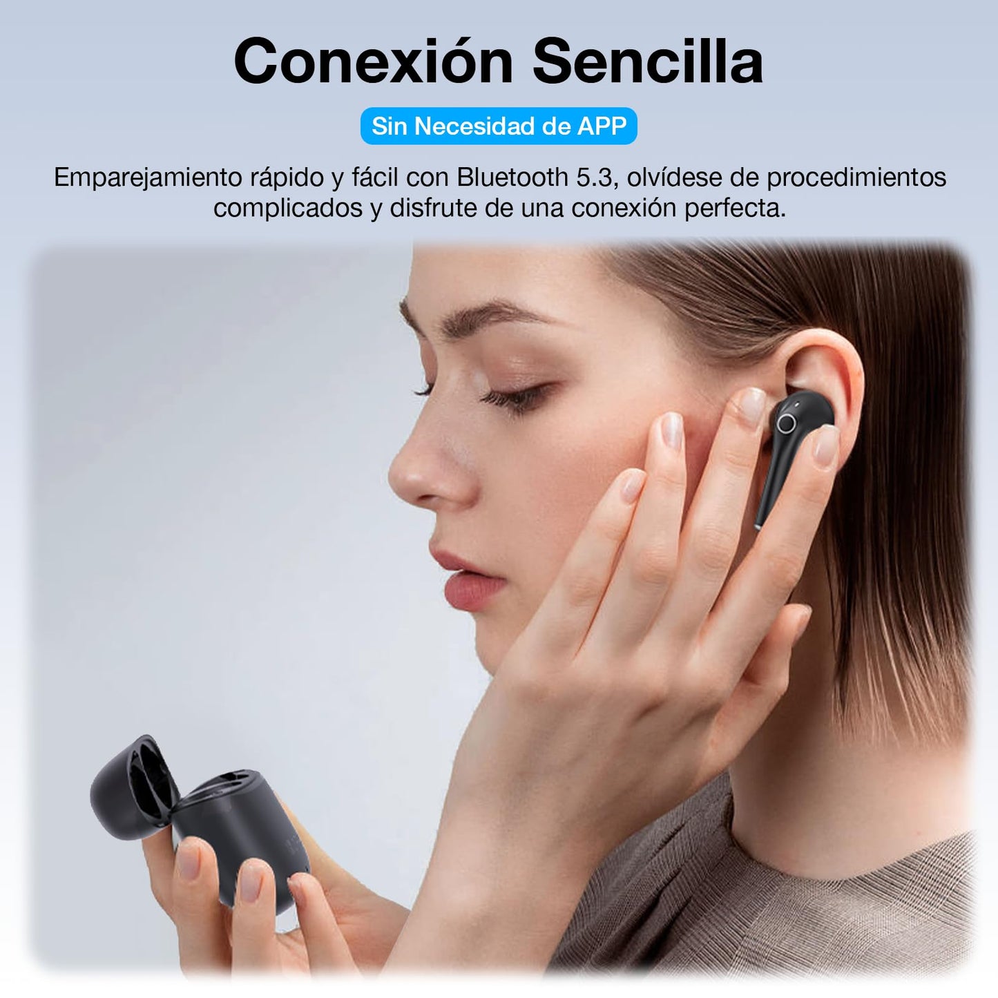 Audífonos Inalámbricos Mini 1 Hora Bluetooth 5.3 Negro para Correr y Escuchar Música