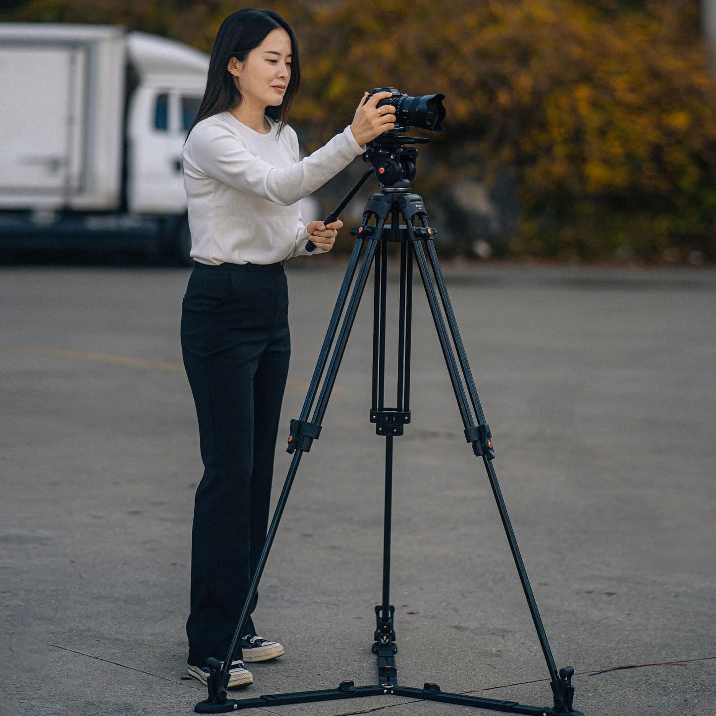 Trípode RAUBAY Aluminio para Cámara Canon Nikon Sony DSLR con Esparcidor de Tierra