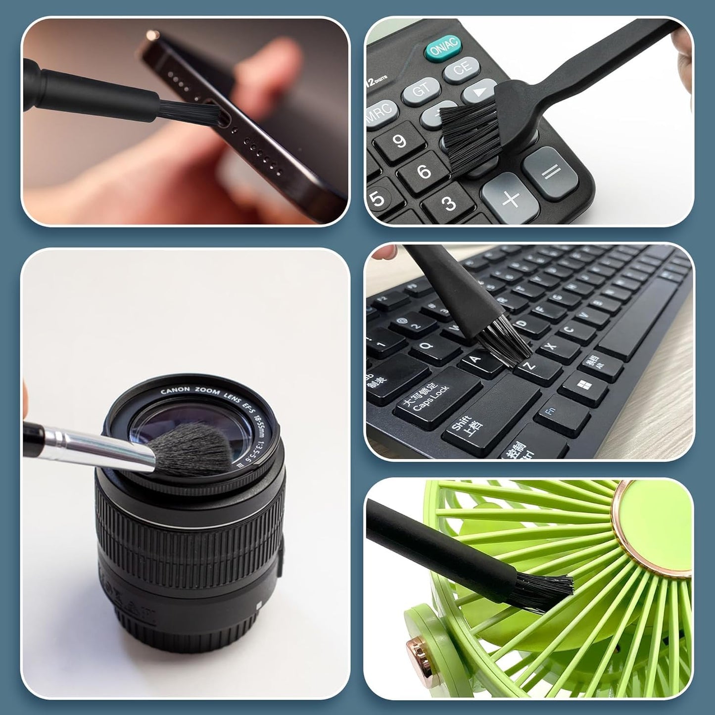 Kit de cepillos de limpieza para 8 mini teclados, cepillo de limpieza electrónico antiestático, mango PP y cerdas de nylon, cepillo de limpieza para teclado de computadora y teclado para espacios