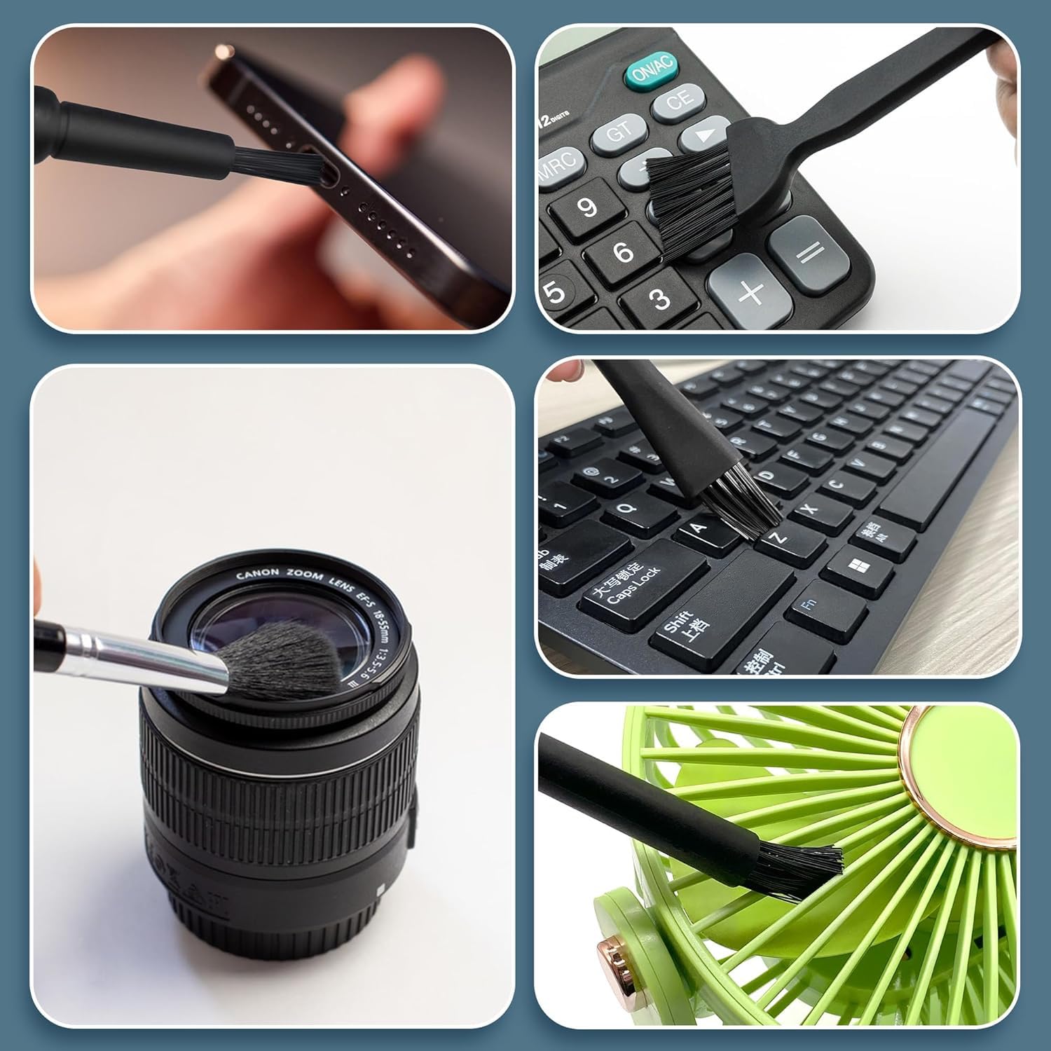 Kit de cepillos de limpieza para 8 mini teclados, cepillo de limpieza electrónico antiestático, mango PP y cerdas de nylon, cepillo de limpieza para teclado de computadora y teclado para espacios