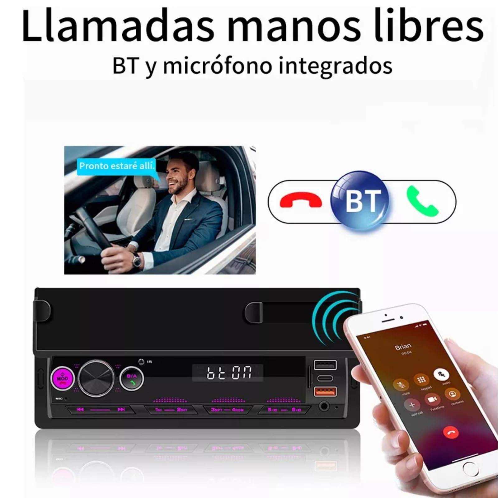 FINYQBET Estéreo para Auto con Mp3 2 USB,Reproductor Estéreo para Coche 1DIN con Control Múltiple, Carga Rápida USB y Subwoofer, Ideal para Conducción Segura y Entretenimiento en el Vehículo
