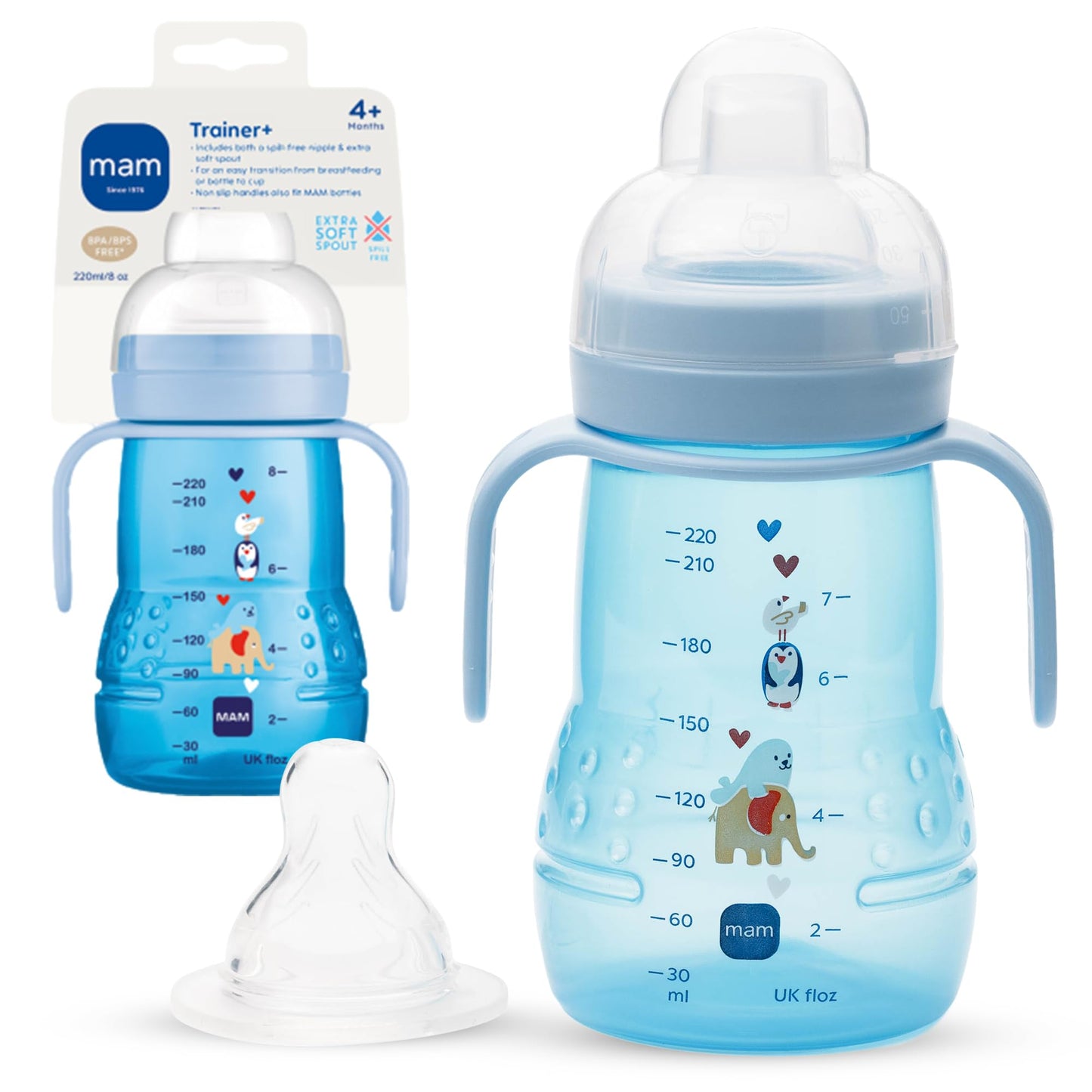 MAM Taza de entrenamiento, vasos de entrenamiento para bebés con asas, niño, 8 onzas, 1 unidad