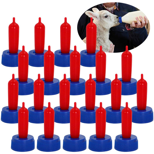 20 chupetes de goma suave para pezones de cabra para alimentar a cachorros, potro, pantorrilla, animales pequeños, atornillados, botella de refresco de coque (azul)