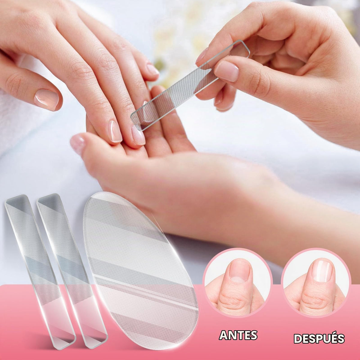 RedFlow - Juego de pulidor de uñas contiene 2 limas de nano vidrio y 1 lima de pie de vidrio nano, juego de manicura profesional, limas de uñas naturales para quitar callosos, piel muerta, seca y agrietada