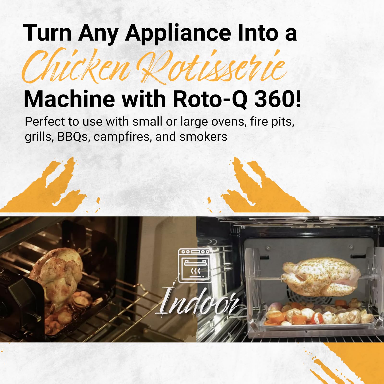 Kit de Asador Inalámbrico ROTO-Q 360 Acero Inoxidable para Parrillas y Hornos