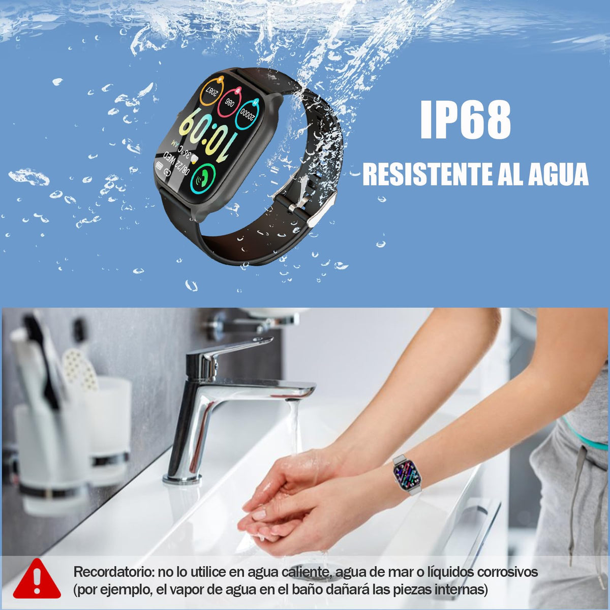 Reloj Inteligente IPOIUIYP Bluetooth 2.01 Pulgadas IP68 Deportivo para Mujer