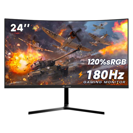 CRUA - Monitor curvo de 24 pulgadas para juegos, 144 Hz/165 Hz, FHD 1080P sin marco, compatible con AMD freesync Bajo desenfoque de movimiento, cuidado ocular, VESA, DisplayPort, HDMI, color negro