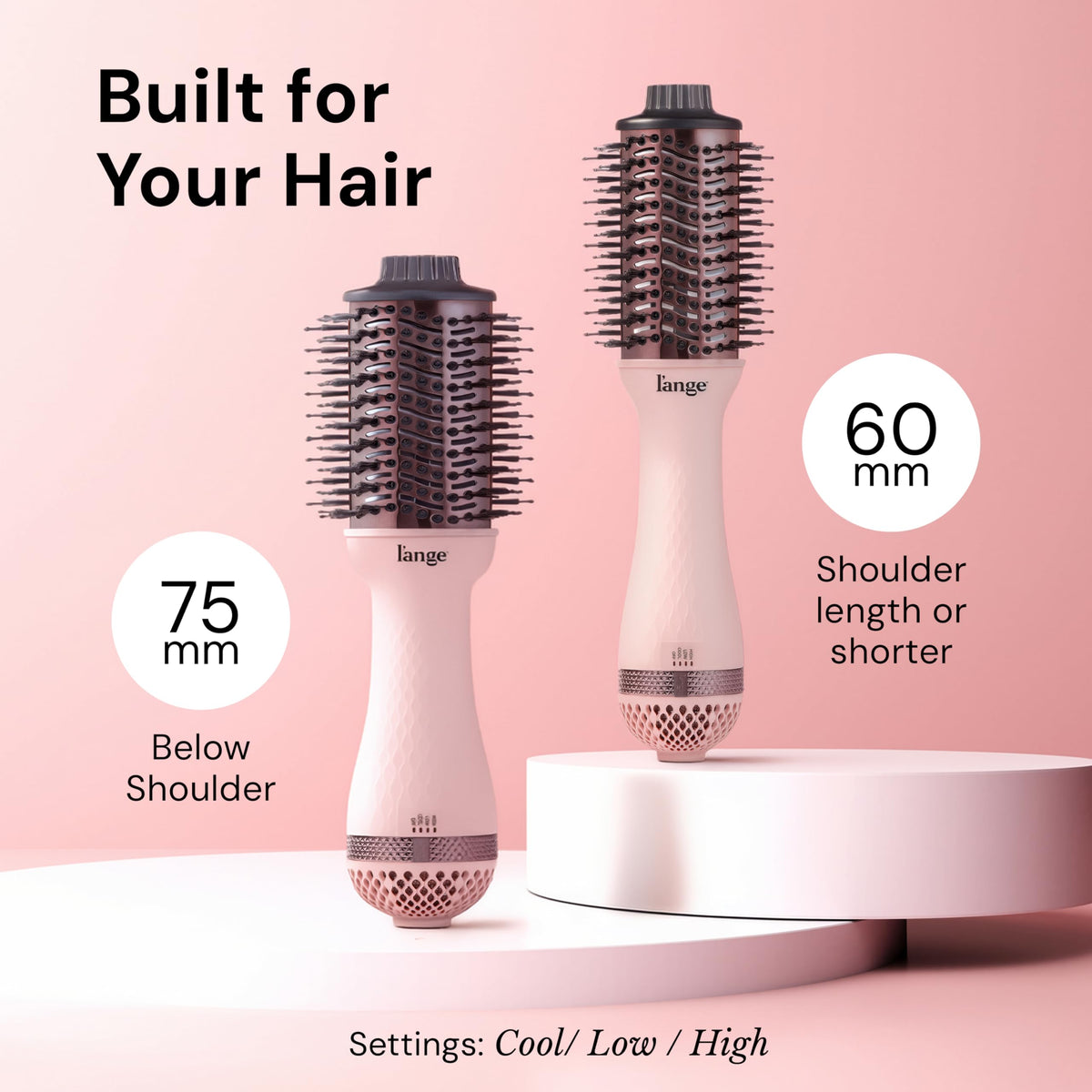 Cepillo Secador de Titanio L'ANGE HAIR Blush 2 en 1 para Cabello Suave y sin Frizz