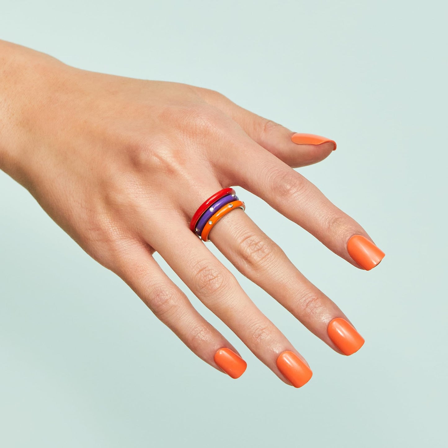 KISS imPRESS Color Press-On Nails Set de manicura sin esmalte, 'Sweet Mango', 30 uñas postizas a prueba de astillas y manchas