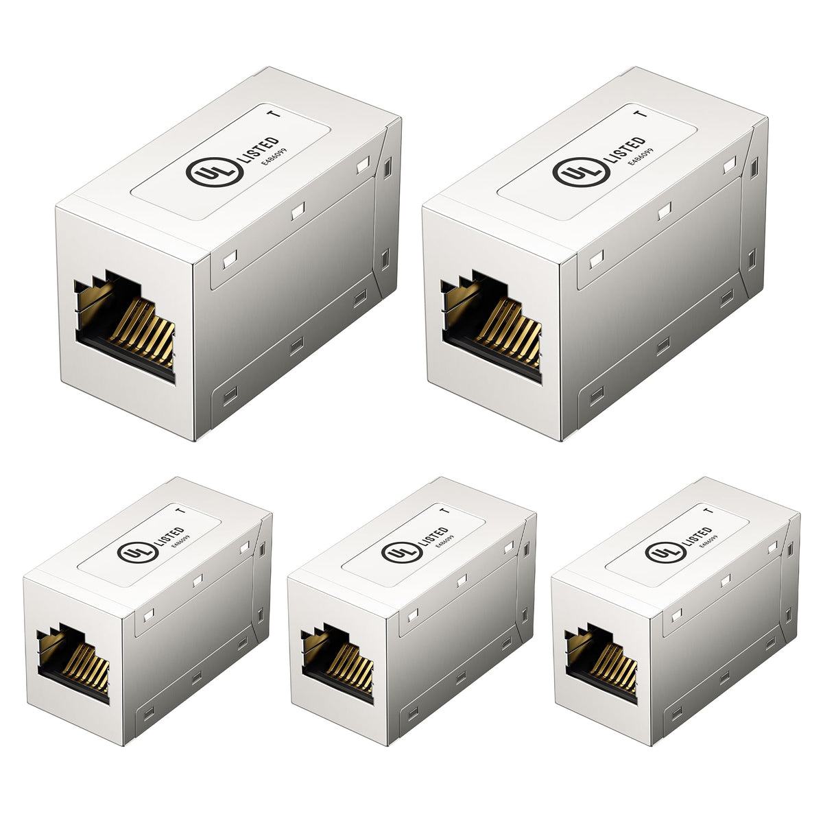 Acopladores en Línea Cat6 Cable Matters Plateado Metal Blindado Paquete de 5 Certificación UL