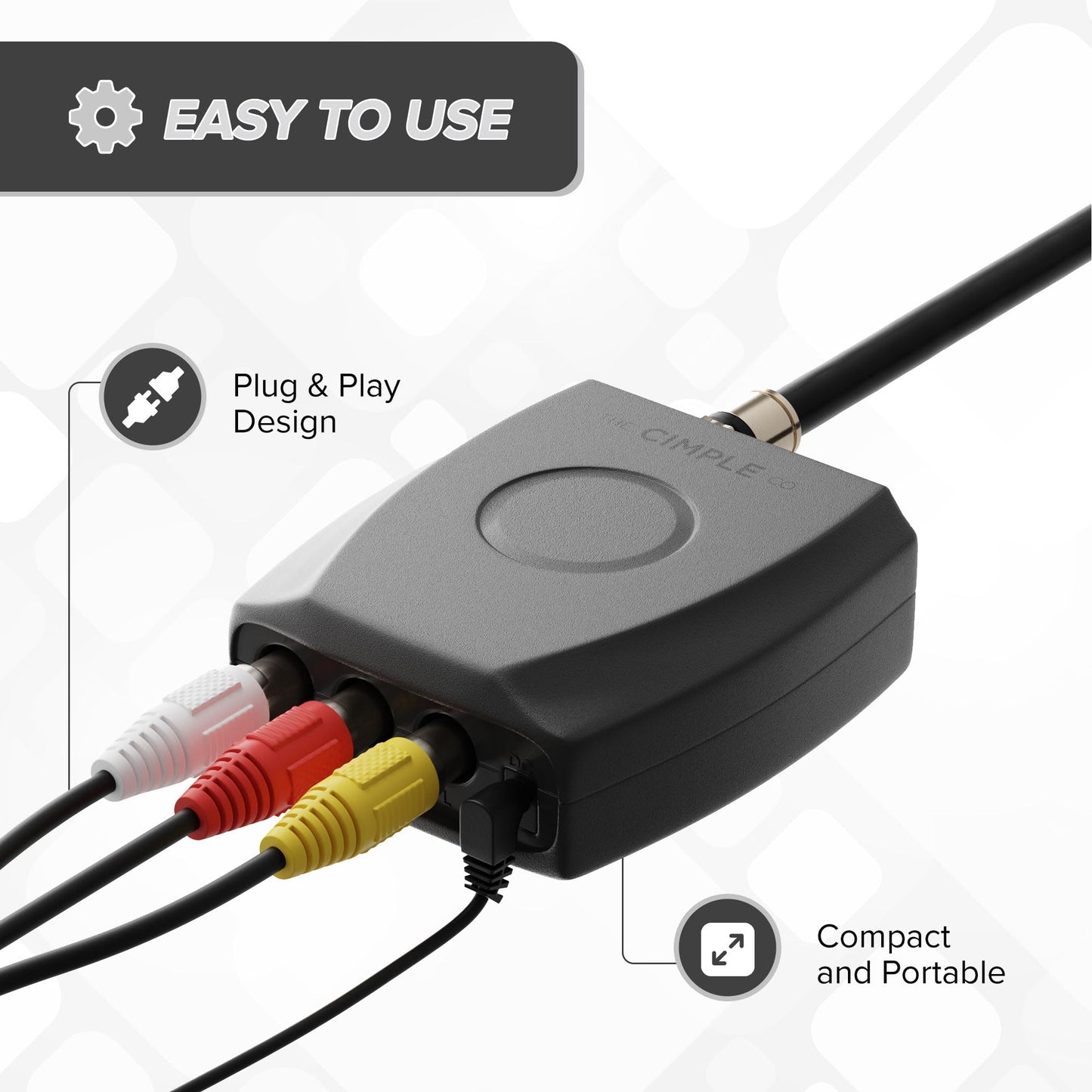 Convertidor HDMI DVI, Componente, RGB, RCA (AV Composite) (Digital y analógico) - Convierte señales HDMI HD para Xbox/PS4/PS3/PC/Laptop/TV/STB/VHS/VCR/Camera/DVD/reproductor Blu-ray, PAL/NTSC, Negro, VIDEO - RCA to COAX