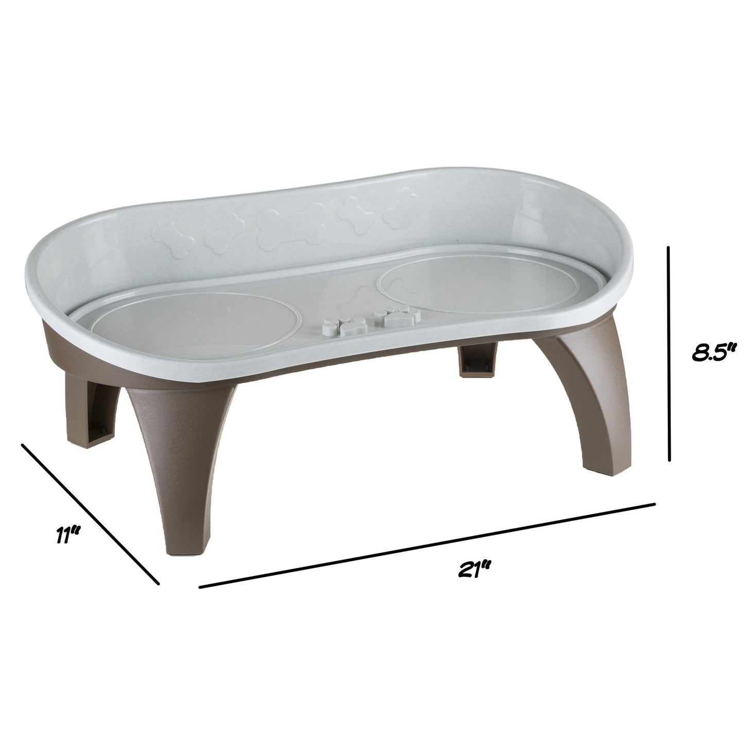 Bandeja Elevada para Mascotas Petmaker Gris con Protector Antisalpicaduras y Patas Antideslizantes
