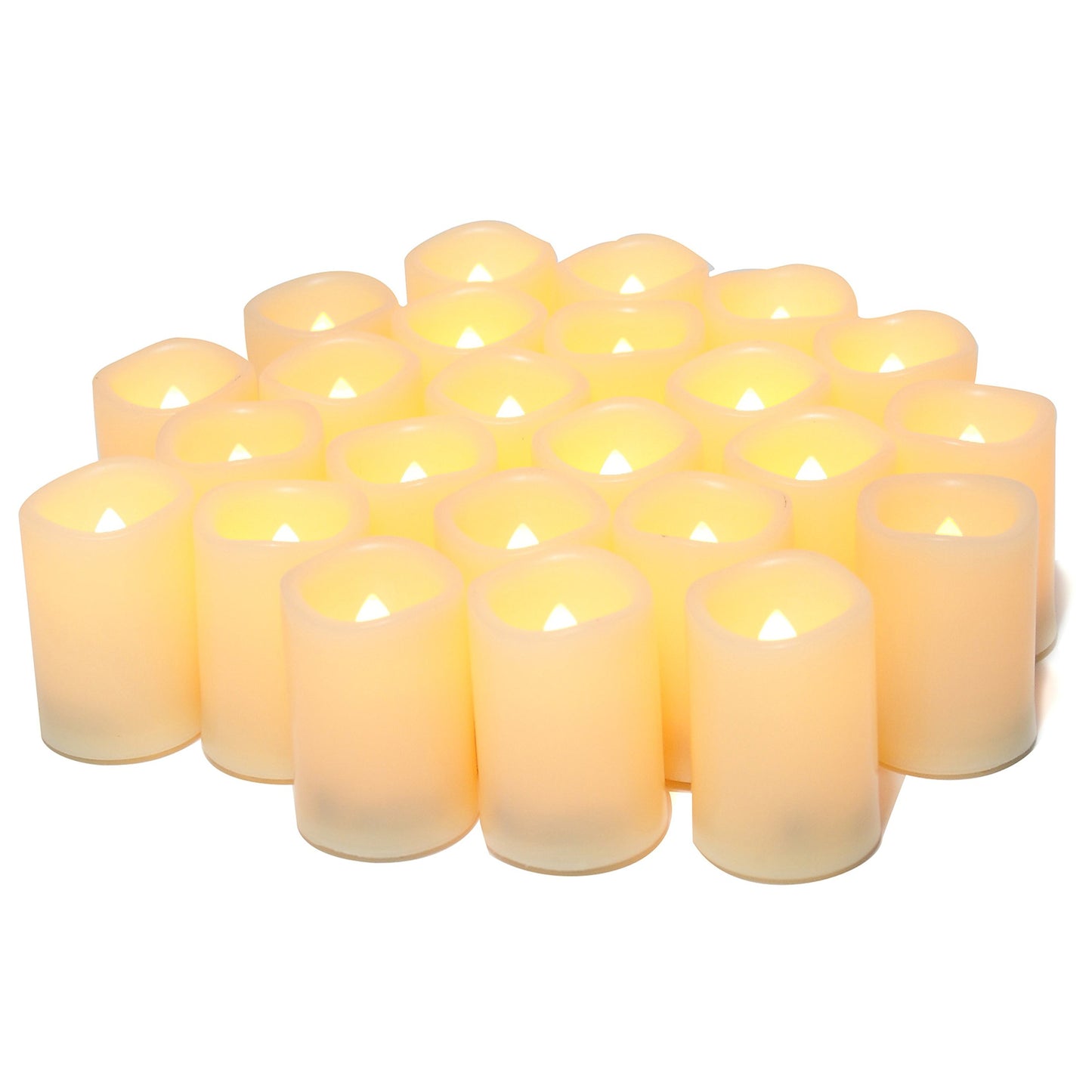 CANDLE IDEA - Velas votivas LED sin llama, paquete de 24 unidades, 3.81 x 5.08 cm, funciona con pilas, luces de té eléctricas sin llama, velas falsas a granel para bodas, Navidad, decoraciones de
