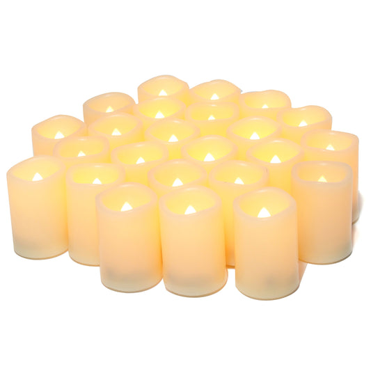 CANDLE IDEA - Velas votivas LED sin llama, paquete de 24 unidades, 3.81 x 5.08 cm, funciona con pilas, luces de té eléctricas sin llama, velas falsas a granel para bodas, Navidad, decoraciones de