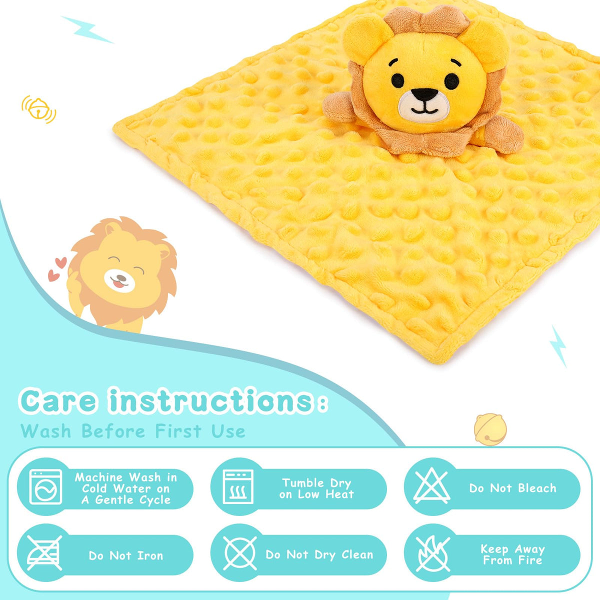 Sprinqdawin - Mantas de seguridad de león para bebés, manta de seguridad de bebé de león para recién nacidos, juguete suave para bebé, regalos de animales de peluche para niños y niñas, amor de león