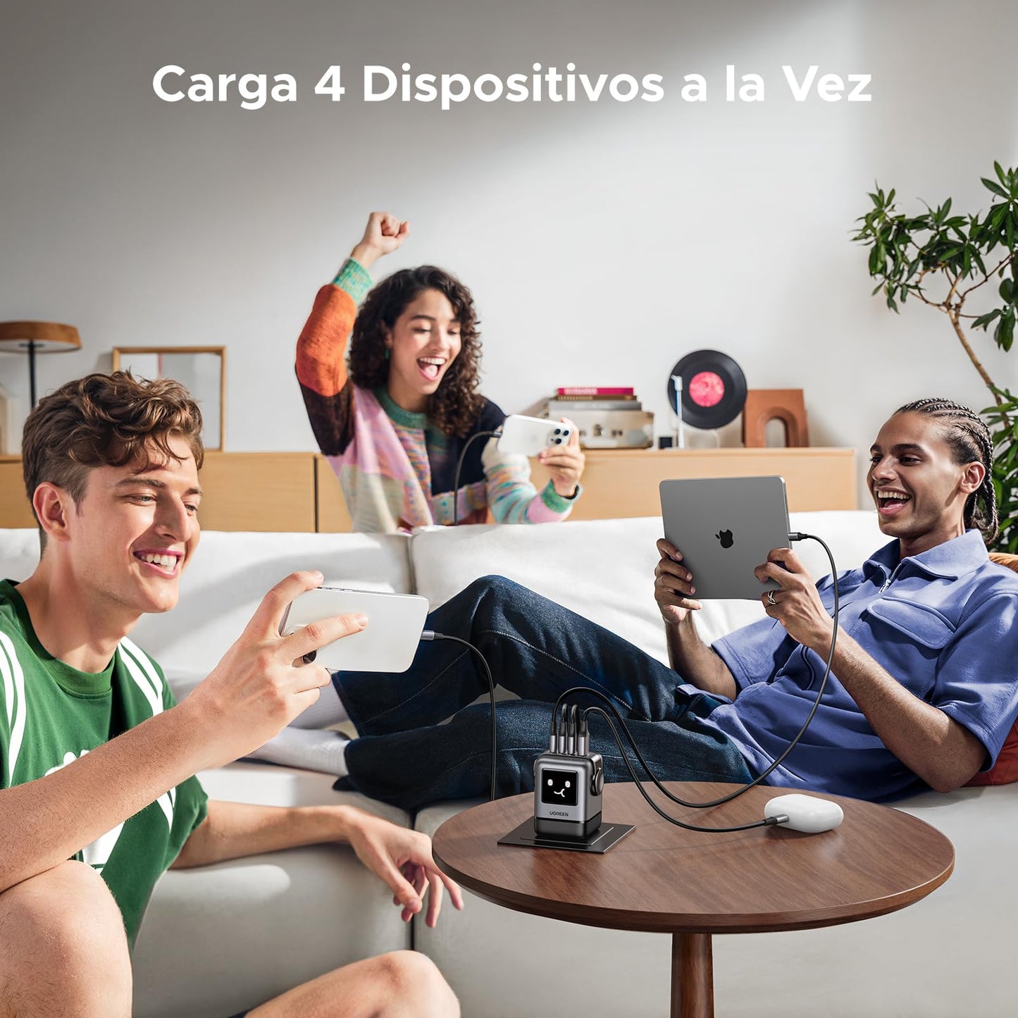 Cargador USB C UGREEN 100 W Negro GAN Nexode con 4 Puertos 3C1A