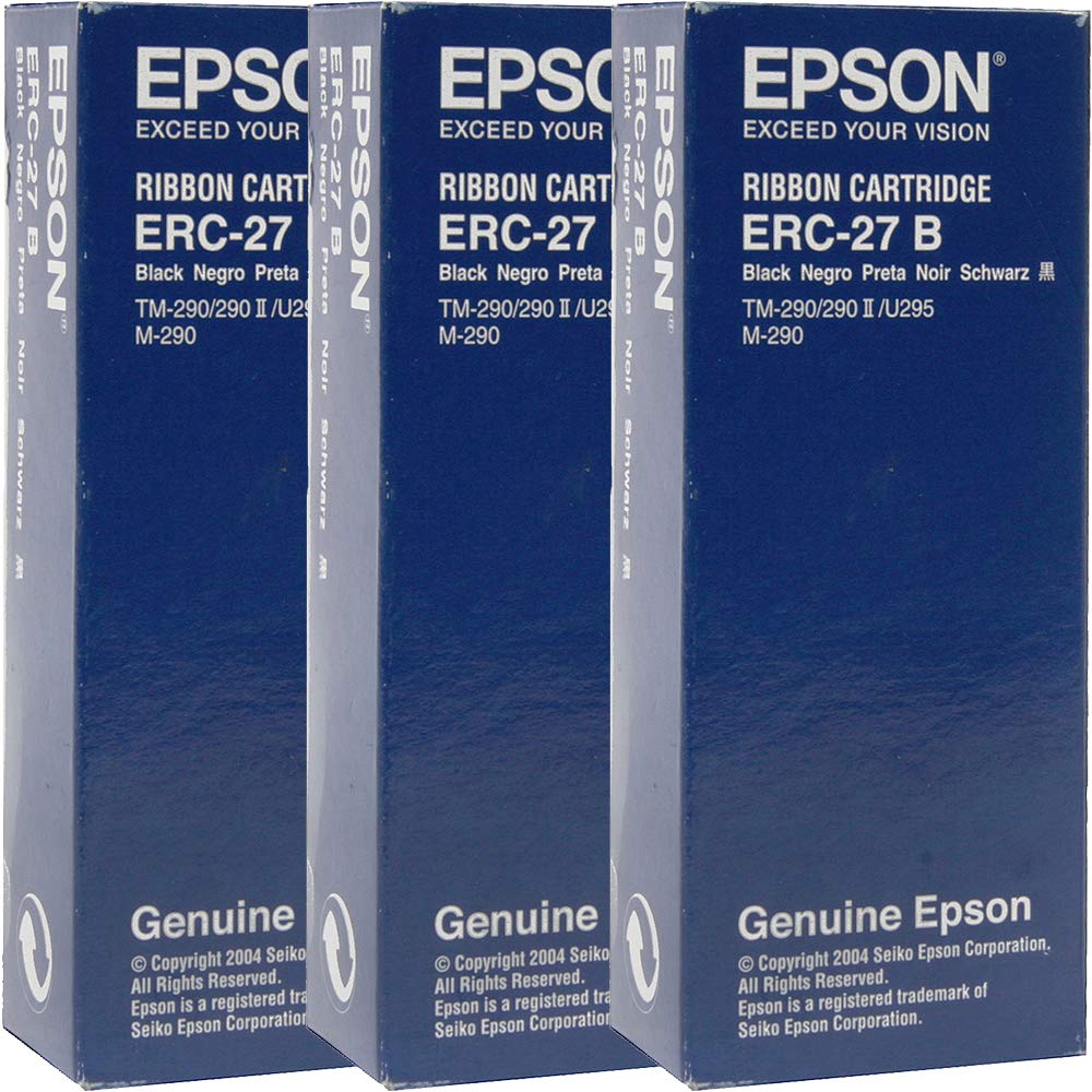 Cartucho Cinta Negra Epson ERC-27B para Impresoras POS TM-290/TM-U295 Lote de 3