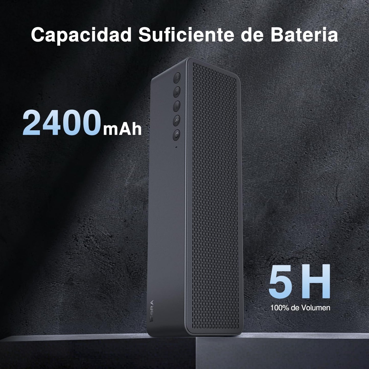Barra de Sonido Bocina Bluetooth 20W Negro con Batería 2400mAh Inalámbrica para Interior y Fiesta