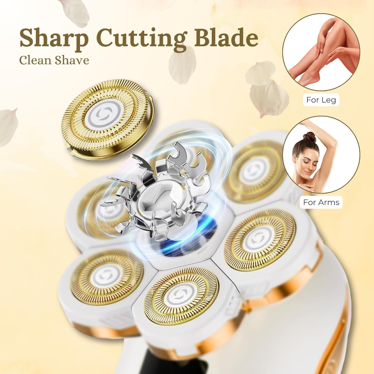 ALADEPT Afeitadora eléctrica 7D para mujer – 5 en 1, recargable, para uso en seco y húmedo. Afeitadora eléctrica, recortadora de bikini y depiladora facial para piernas, brazos, rostro y axilas.