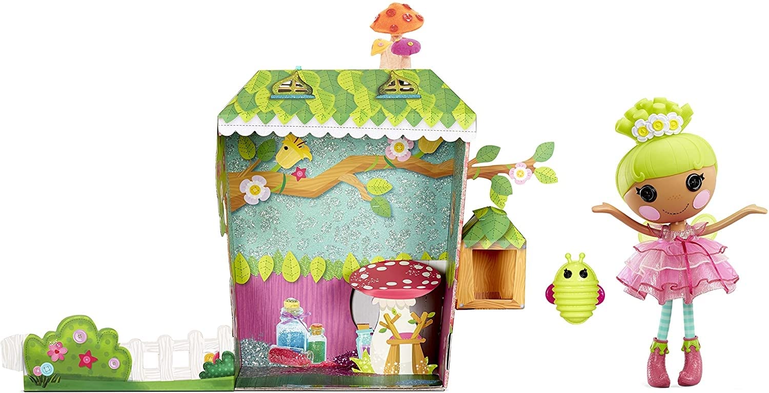 Lalaloopsy Muñeca Pix E. Flutters 33cm con luciérnaga - Muñeca Hada con Vestido Rosa y Zapatos Intercambiables - Caja Reutilizable - Edad: 3+ años