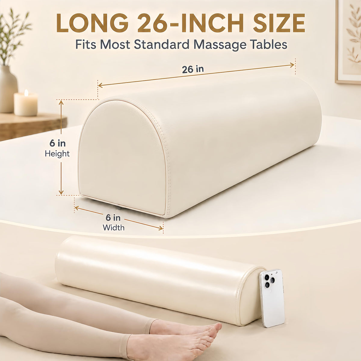 Almohada de Mesa de Masaje 3/4 Soporte Redondo Debajo de Piernas