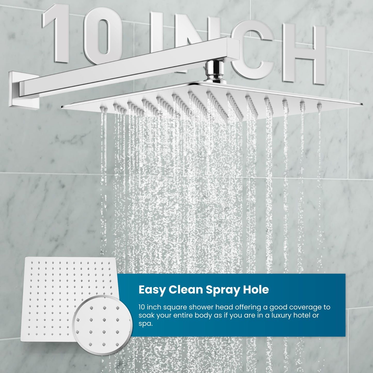 Sistema de Ducha de Lluvia con Válvula de Baño de 25.4 cm