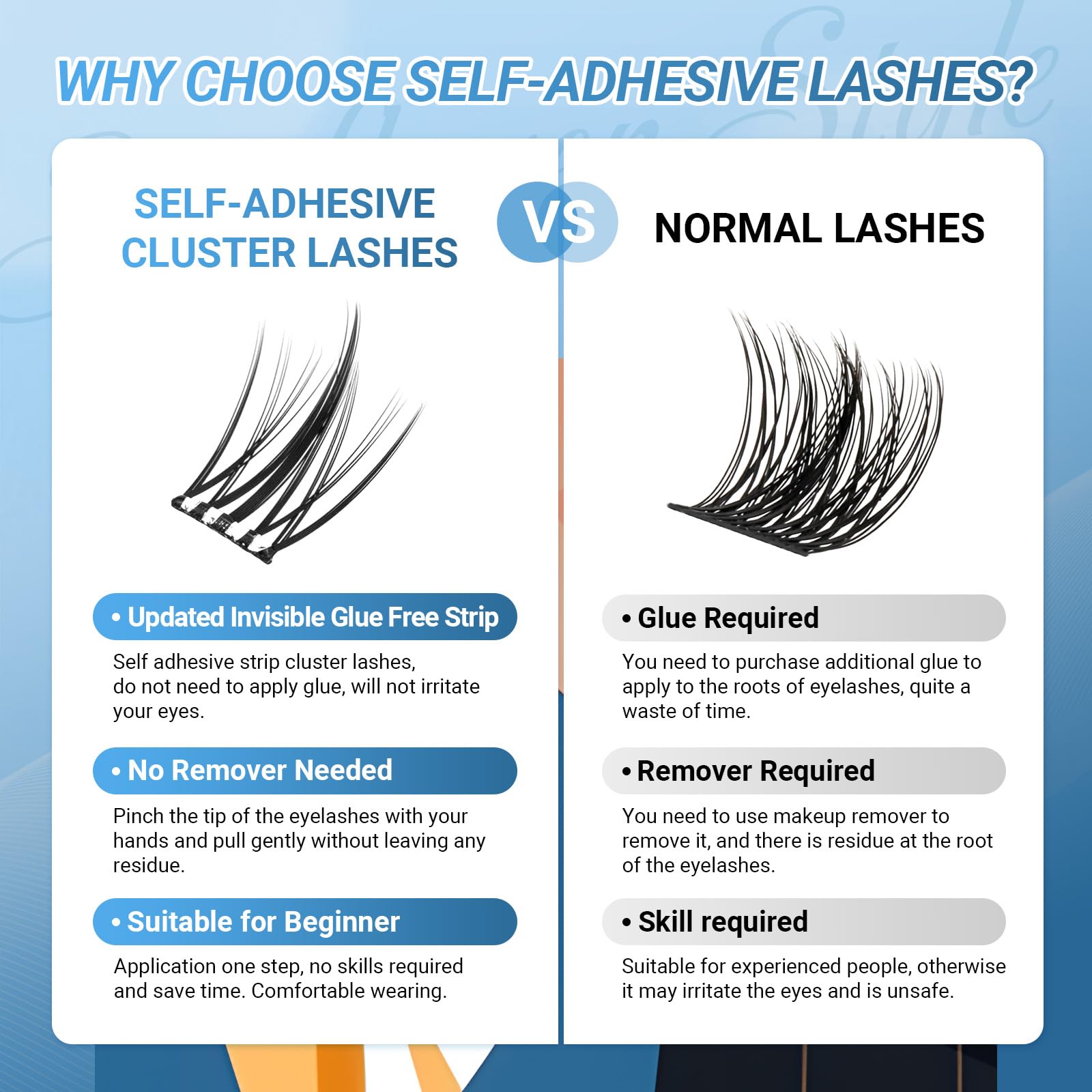 NAGARAKU Grupos De Pestañas Autoadhesivos Para 48 Pcs No Necesita Pegamento Ni Removedor Presión En Un Solo Paso Pestañas Reutilizables Prepegadas En Casa Sunflower Style SA-DIY-07(0,07mm C 10-12mm)