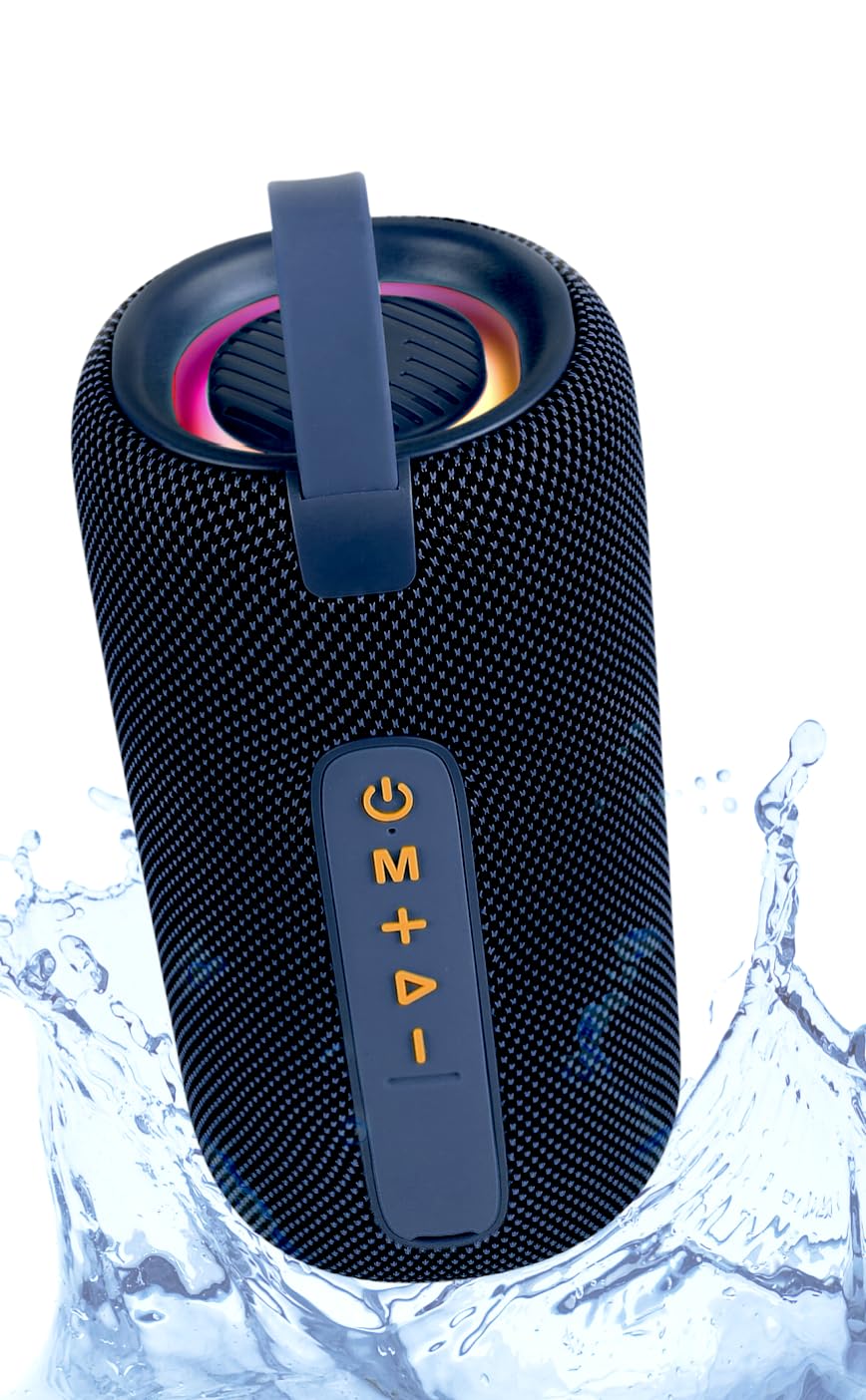 DYNASTY PROAUDIO SB-101 Bluetooth 5.3 IPX7 altavoz impermeable para exteriores con sonido estéreo de graves ultra fuertes de 25 W, luces RGB, emparejamiento de altavoces dobles TWS, compatible con