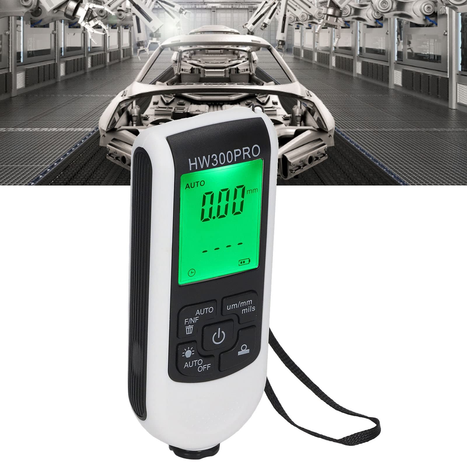 Probador de Espesor Medidor de Pintura Blanco Digital ABS con Resolución de 1um y Apagado Automático