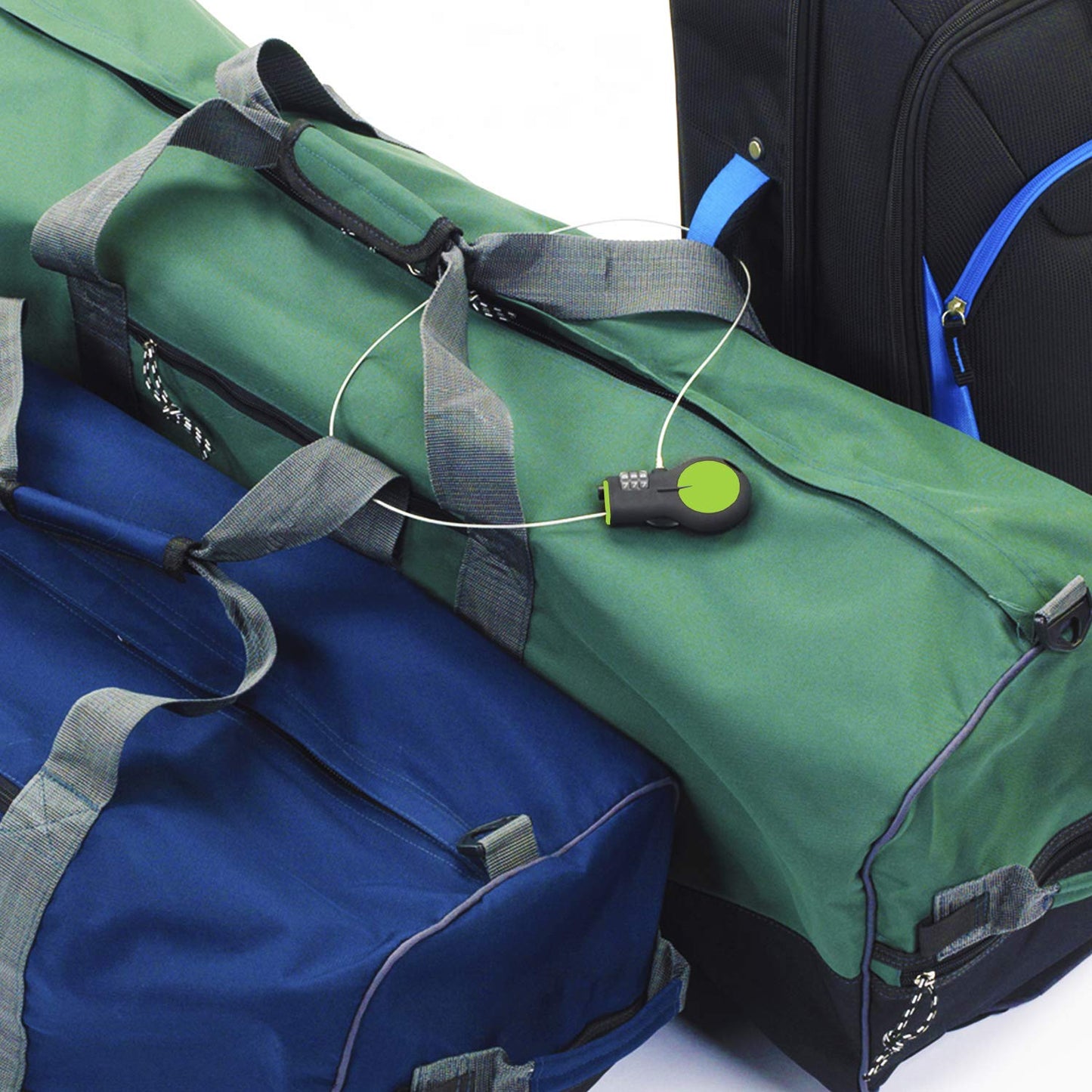 Lewis N. Clark - Candado de cable retráctil con cable de acero de 30 pulgadas, Verde, Candado aprobado por la TSA y candado de bicicleta para equipaje + viajes, configura tu combo con cable de acero
