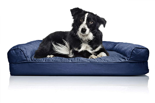 Furhaven Pet - Sofá ortopédico acolchado pequeño FurHaven para perros y gatos, color rojo vino, color marino
