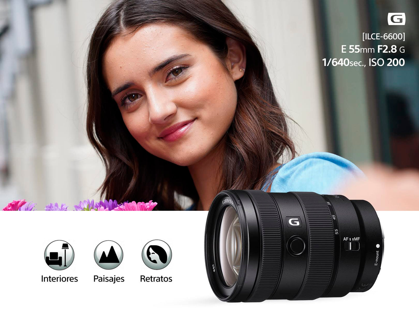 Sony Lente G™ Angular Zoom 16-55mm F2.8 Montura E APS-C con Estabilizador SEL1655G