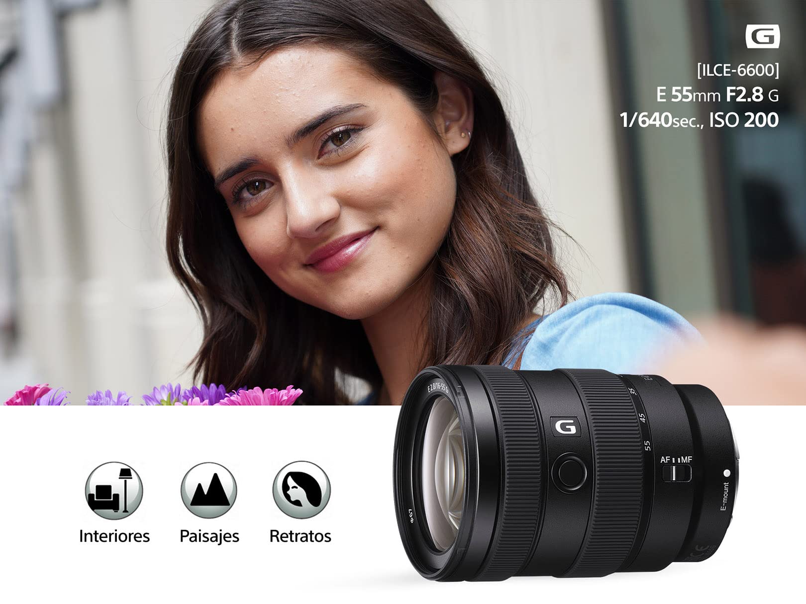 Sony Lente G™ Angular Zoom 16-55mm F2.8 Montura E APS-C con Estabilizador SEL1655G