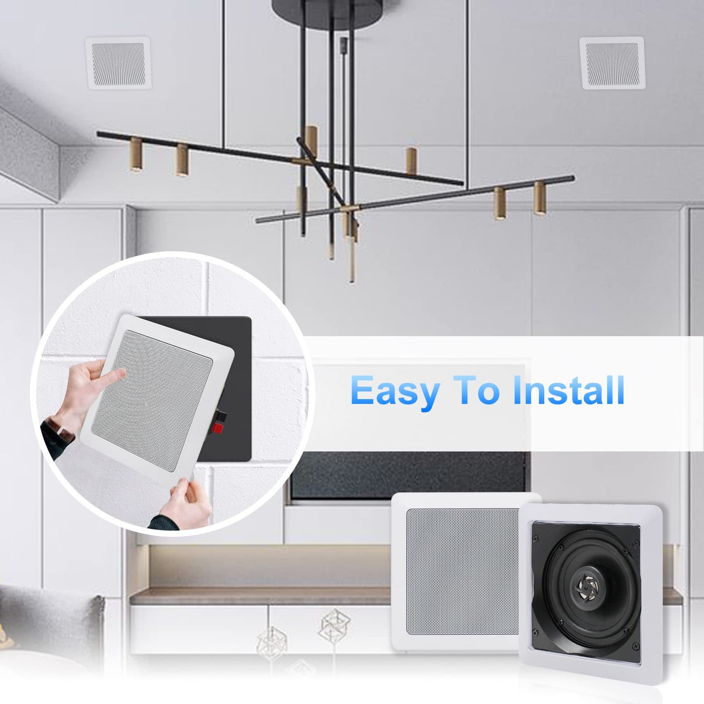 Herdio - Altavoces de techo Bluetooth, 320 W, 5.25 pulgadas, sistema de sonido envolvente, perfecto para cine en casa, TV, baño, blanco, 2 pares