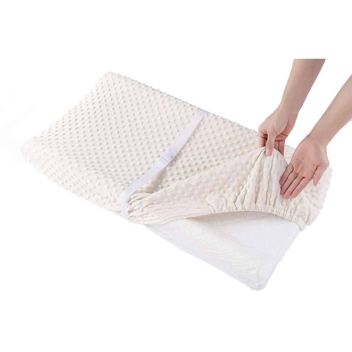 Funda para cambiador de bebé, súper suave de felpa para cambiar pañales para bebés y niños, ultra cómoda, segura para bebés, se adapta a almohadillas para orejas de 86.36 x 40.64 cm (beige)