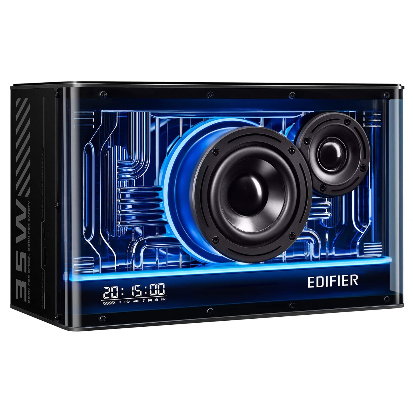 Edifier QD35 - Altavoz Bluetooth de Mesa, Audio de Alta resolución y Audio de Alta resolución inalámbrico Certificado para computadora, Carga ultrarrápida GAN de 35 W, Efectos de luz espléndidos