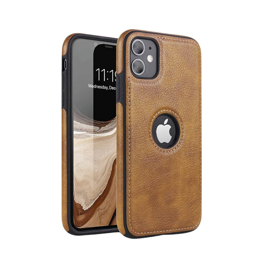 CELULARTE - Funda de Celular Tipo Piel, Compatible con iPhone 11, con Cuero Sintético PU Premium, Protección Completa Antigolpes y Arañazos, Color Café