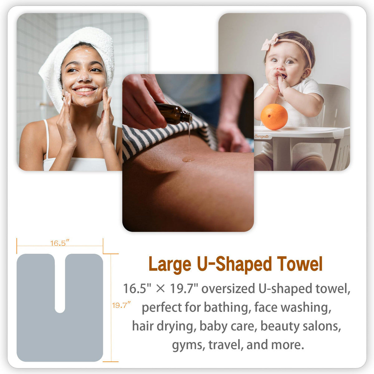 MAYOKEN 12 toallas faciales de microfibra en forma de U para esteticistas, toallas de spa ultra suaves y absorbentes para masaje, vapor facial y cuidado de la piel (blanco cálido)