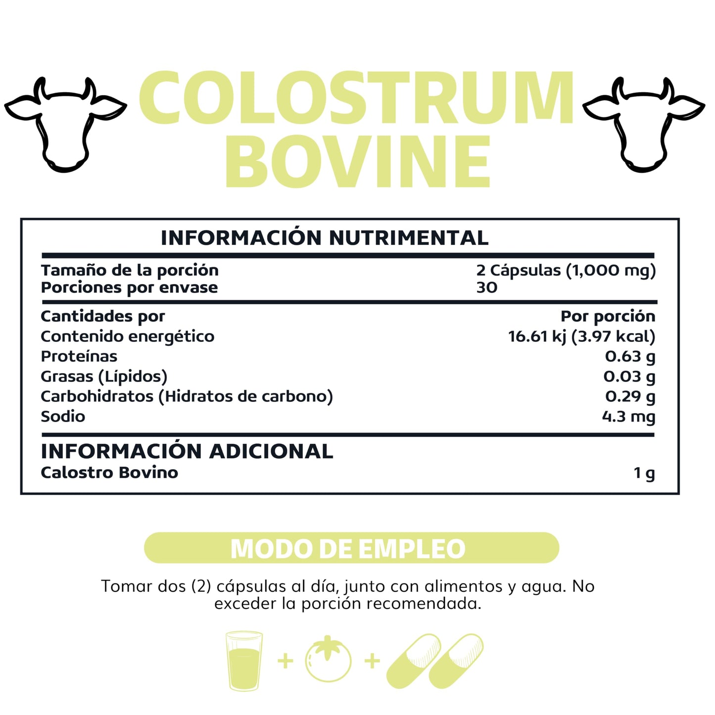 Beyond Vitamins | Calostro Bovino Grass Fed de Libre Pastoreo 1000 mg, Bovine Colostrum de Calidad Certificada (60 Cápsulas)