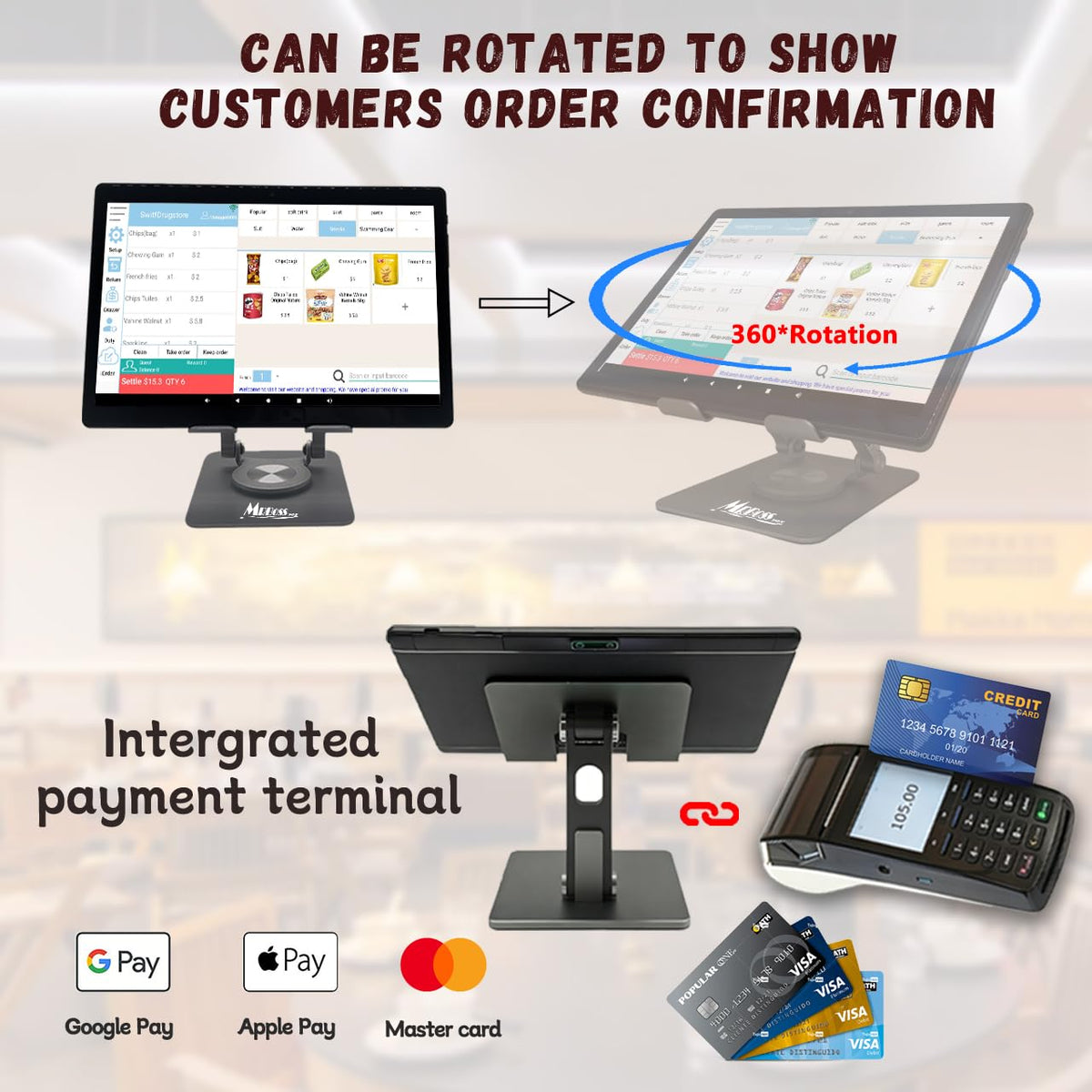 Tablet de Caja Registradora Móvil MRBOSS 10.1 Pulgadas con Impresora Portátil Integrada