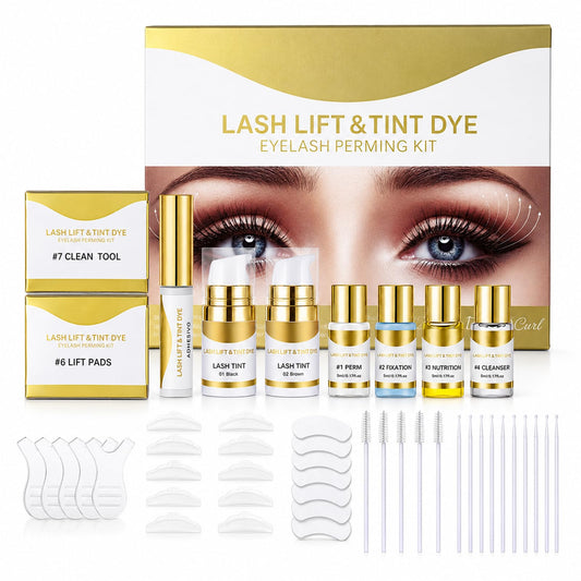Kit de Pestañas Permanentes, Lash Lifting Kit con Permanente en Frío, Seguro y Rápido, Rizado de Larga Duración de 3 Meses, Imprescindible para el Salón en Casa, Adecuado para Todo Tipo de Pestañas