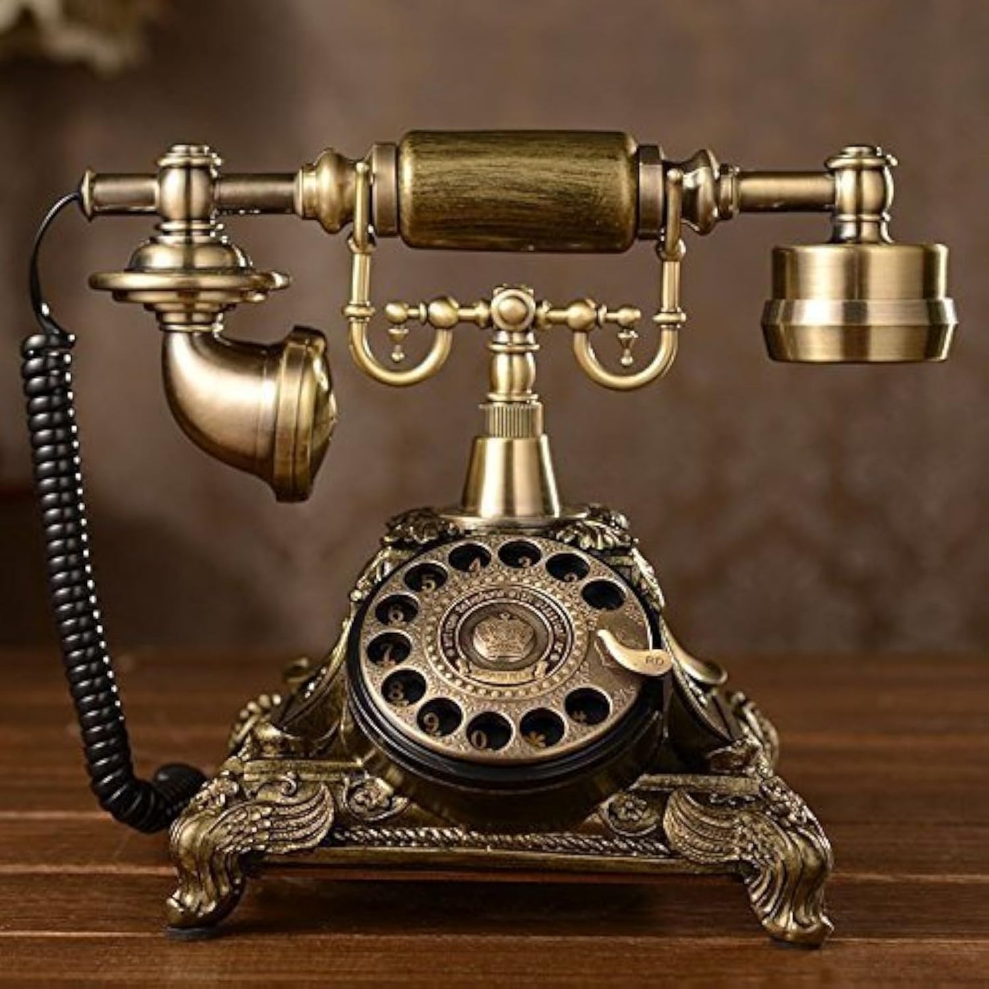XICHEN - Esfera rotativa de resina y cobre estilo clásico, teléfono rotatorio con cable, oro y resina, adecuado para hogar y oficina