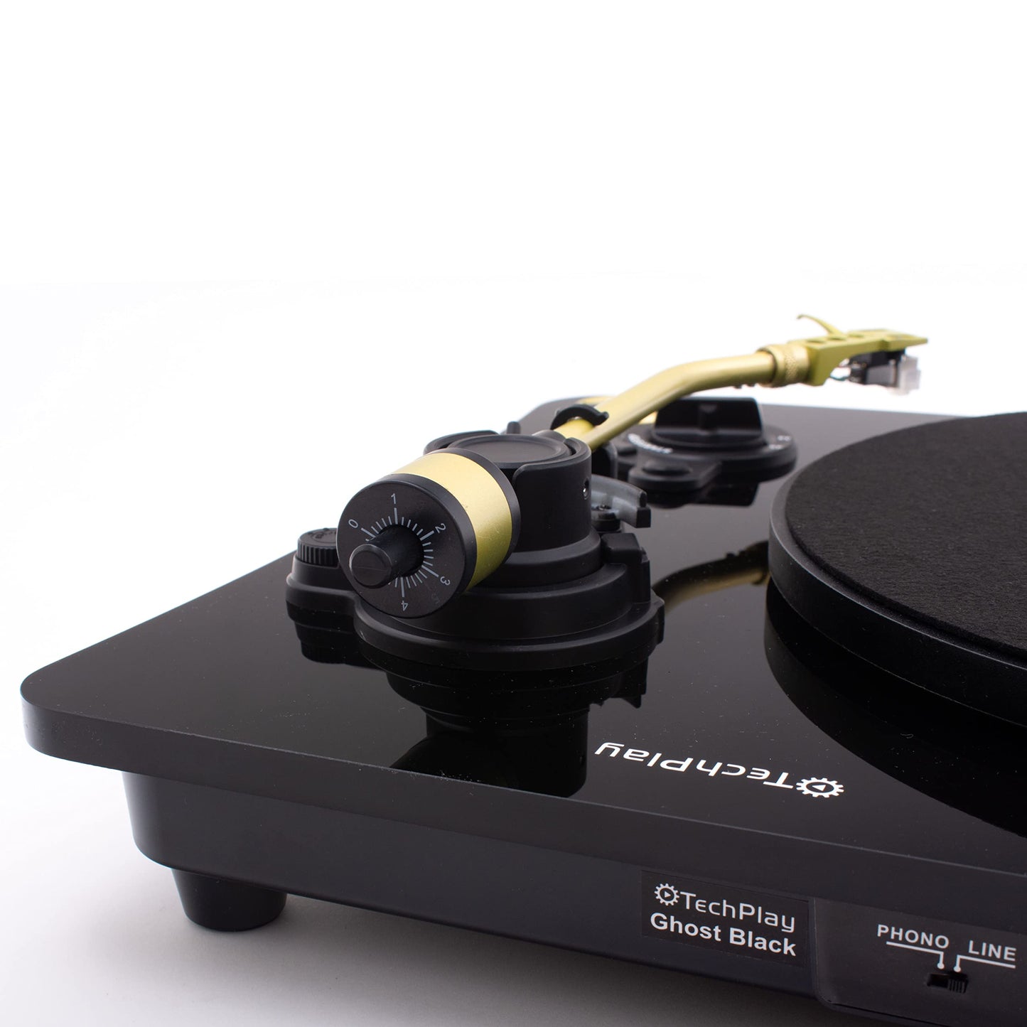 TechPlay Ghost, placa giratoria accionada por correa de 2 velocidades con transmisión Bluetooth. Se conecta a tus altavoces Bluetooth de forma inalámbrica. (negro)