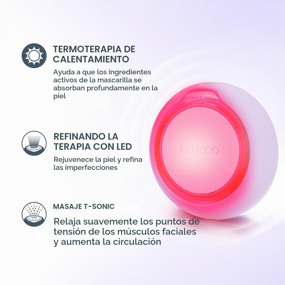 FOREO UFO 3 go, mascarilla facial de viaje - Hidratante facial - Cuidado de la piel antiedad - Luz LED de espectro completo y luz roja - Masajeador facial T-Sonic - Con app - Lavander