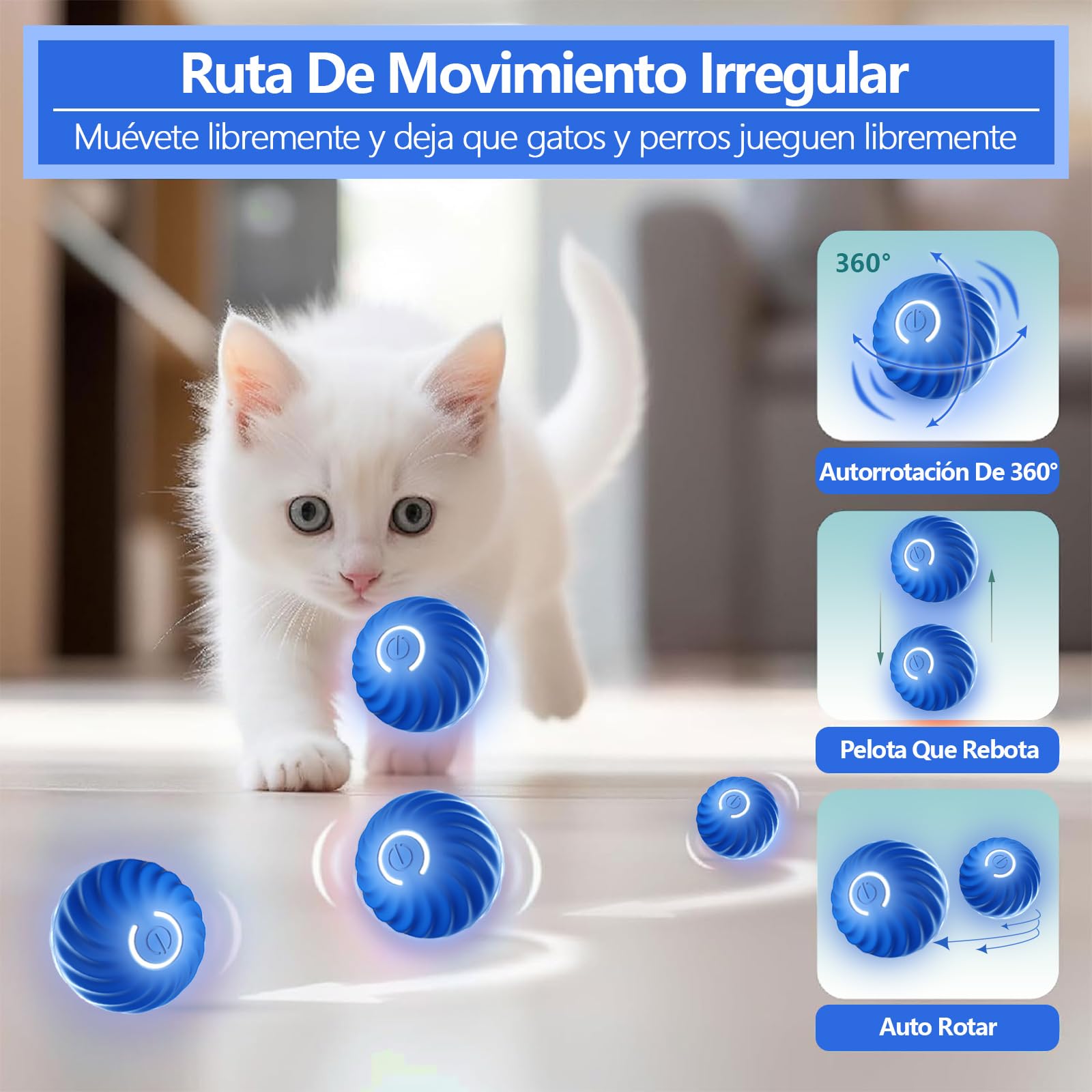 Pelota de Juguete Interactiva UIOERGF para Perros y Gatos Inteligente