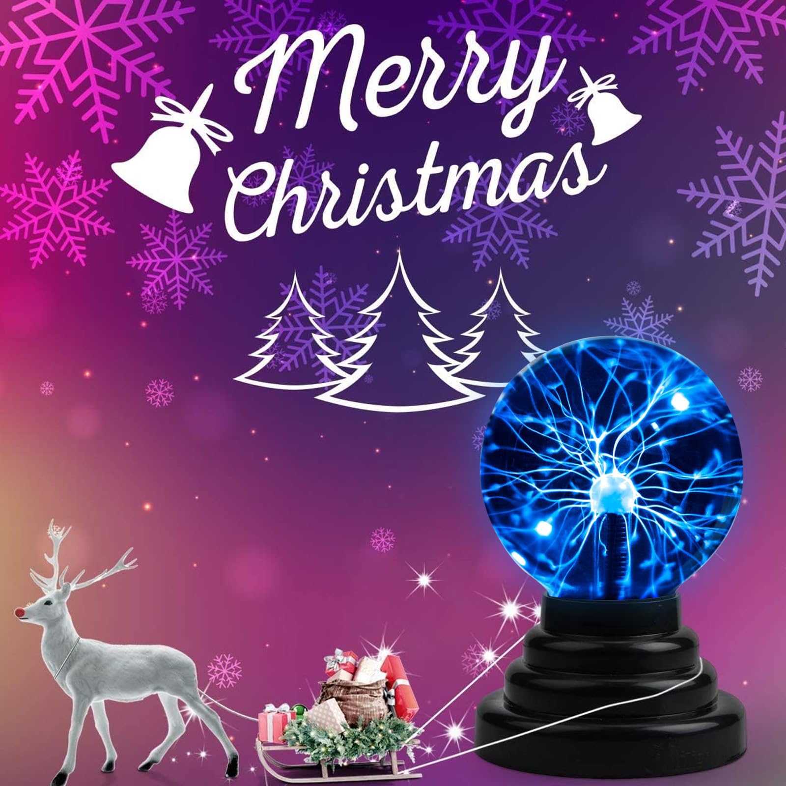 Bola Magica Sensible al Tacto Estilo USB, Lámpara de Luz Interacticve de Plasma de 3 Pulgadas, Se Puede Utilizar Para Decoración Fiestas, Accesorios Mágicos, Decoración de Dormitorio, Regalo (Blu-ray)